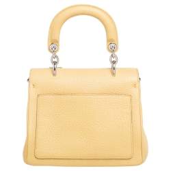 Pre Owned Dior Light Yellow Leather Mini Be Dior Top Handle Bag