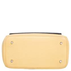 Pre Owned Dior Light Yellow Leather Mini Be Dior Top Handle Bag