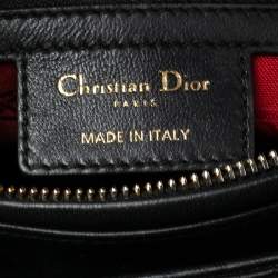 Pre Owned Dior Black Cannage Leather Medium Lady Dior Tote