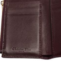 Pre Owned Dior Burgundy Cannage Leather Lady Dior Wallet