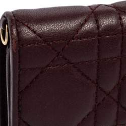 Pre Owned Dior Burgundy Cannage Leather Lady Dior Wallet