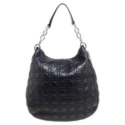 Dior Black Quilted Cannage Soft Leather Large Hobo