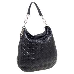 Pre Owned Dior Black Quilted Cannage Soft Leather Large Hobo