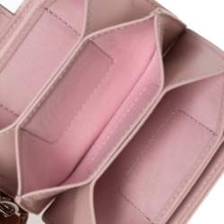 Pre Owned Dior Powder Pink Cannage Patent Leather Lady Dior 5 Gusset Card Holder