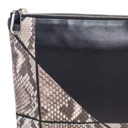 Pre Owned Dior Black/Grey Python and Leather Zip Pouch