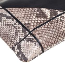 Pre Owned Dior Black/Grey Python and Leather Zip Pouch