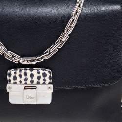 Dior Black/Off White Leather and Snakeskin Small Diorling Shoulder Bag