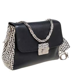 Dior Black/Off White Leather and Snakeskin Small Diorling Shoulder Bag