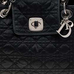 Pre Owned Dior Black Cannage Nylon Charming Lock Satchel