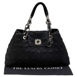 Pre Owned Dior Black Cannage Nylon Charming Lock Satchel