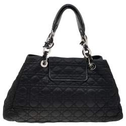 Pre Owned Dior Black Cannage Nylon Charming Lock Satchel