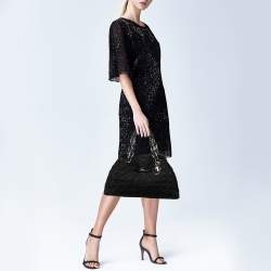 Pre Owned Dior Black Cannage Nylon Charming Lock Satchel