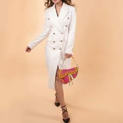 Pre Owned Dior Multicolor Velvet And Patent Leather Limited Edition Pom Pom Embellished Saddle Bag