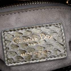 مملوكة مسبقًا Dior Beige/Gold Python Mini Lady Dior Chain Tote