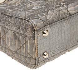 مملوكة مسبقًا Dior Beige/Gold Python Mini Lady Dior Chain Tote