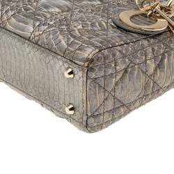 مملوكة مسبقًا Dior Beige/Gold Python Mini Lady Dior Chain Tote