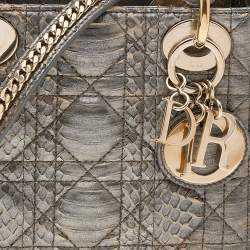 مملوكة مسبقًا Dior Beige/Gold Python Mini Lady Dior Chain Tote