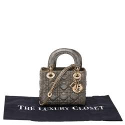 مملوكة مسبقًا Dior Beige/Gold Python Mini Lady Dior Chain Tote