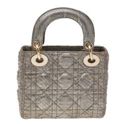 مملوكة مسبقًا Dior Beige/Gold Python Mini Lady Dior Chain Tote