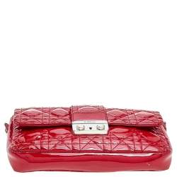مملوكة مسبقًا حقيبة كلتش ديور سلسلة برومينيد ميس ديور جلد لامع مبطن كاناج أحمر
