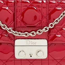 مملوكة مسبقًا حقيبة كلتش ديور سلسلة برومينيد ميس ديور جلد لامع مبطن كاناج أحمر
