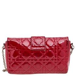 مملوكة مسبقًا حقيبة كلتش ديور سلسلة برومينيد ميس ديور جلد لامع مبطن كاناج أحمر