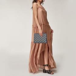 مملوكة مسبقًا Dior Blue/Beige Oblique Canvas 30 Montaigne Pouch