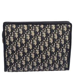 مملوكة مسبقًا Dior Blue/Beige Oblique Canvas 30 Montaigne Pouch