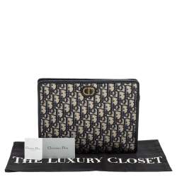 مملوكة مسبقًا Dior Blue/Beige Oblique Canvas 30 Montaigne Pouch