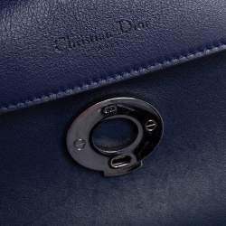 Pre Owned Dior Navy Blue/Metallic Mint Green Leather Mini Be Dior Top Handle Bag
