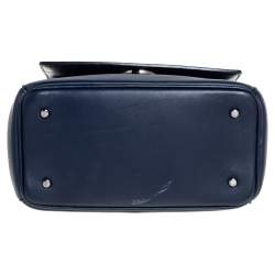 Pre Owned Dior Navy Blue/Metallic Mint Green Leather Mini Be Dior Top Handle Bag