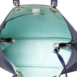 Pre Owned حقيبة يد توتس ديور ديوريسيمو شوبر كبيرة جلد أزرق كحلي