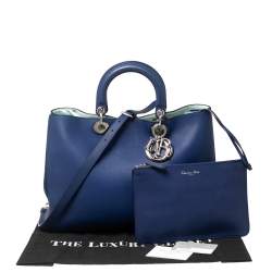 Pre Owned حقيبة يد توتس ديور ديوريسيمو شوبر كبيرة جلد أزرق كحلي