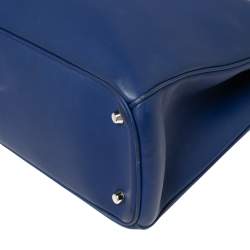 Pre Owned حقيبة يد توتس ديور ديوريسيمو شوبر كبيرة جلد أزرق كحلي