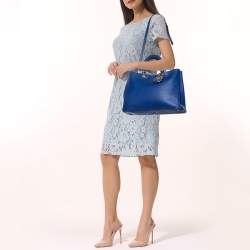 Pre Owned حقيبة يد توتس ديور ديوريسيمو شوبر كبيرة جلد أزرق كحلي