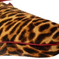 Pre Owned Dior Brown Leopard Print Pony Hair Two-Way Saddle Bag