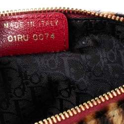 Pre Owned Dior Brown Leopard Print Pony Hair Two-Way Saddle Bag