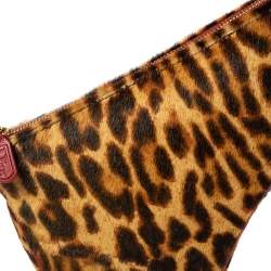 Pre Owned Dior Brown Leopard Print Pony Hair Two-Way Saddle Bag