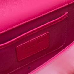 Pre Owned Dior Hot Pink Cannage Quilted Leather Lady Dior Chain Clutch