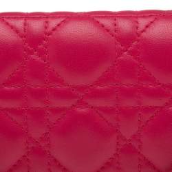 Pre Owned Dior Hot Pink Cannage Quilted Leather Lady Dior Chain Clutch