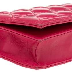 Pre Owned Dior Hot Pink Cannage Quilted Leather Lady Dior Chain Clutch
