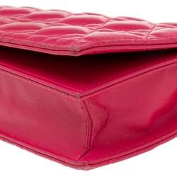 Pre Owned Dior Hot Pink Cannage Quilted Leather Lady Dior Chain Clutch