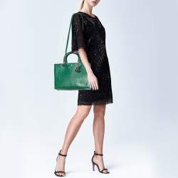 Pre Owned Dior Green Ostrich Large Lady Dior Tote