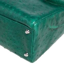 Pre Owned Dior Green Ostrich Large Lady Dior Tote