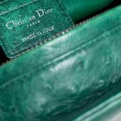 Pre Owned Dior Green Ostrich Large Lady Dior Tote