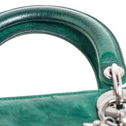 Pre Owned Dior Green Ostrich Large Lady Dior Tote