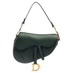 Pre Owned Dior Green Leather Saddle Bag