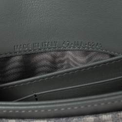 Pre Owned Dior Grey Oblique Jacquard Canvas Saddle Long Wallet w/Chain