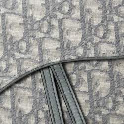 Pre Owned Dior Grey Oblique Jacquard Canvas Saddle Long Wallet w/Chain