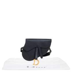 Pre Owned Dior Black Leather Saddle Belt Bag